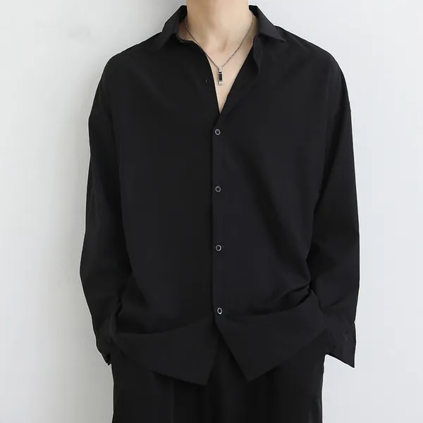 Draped Black Shirt Men's